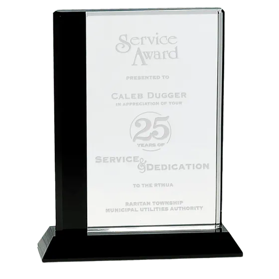 Black edge crystal panel on a black base, a flat face suited to photo etching