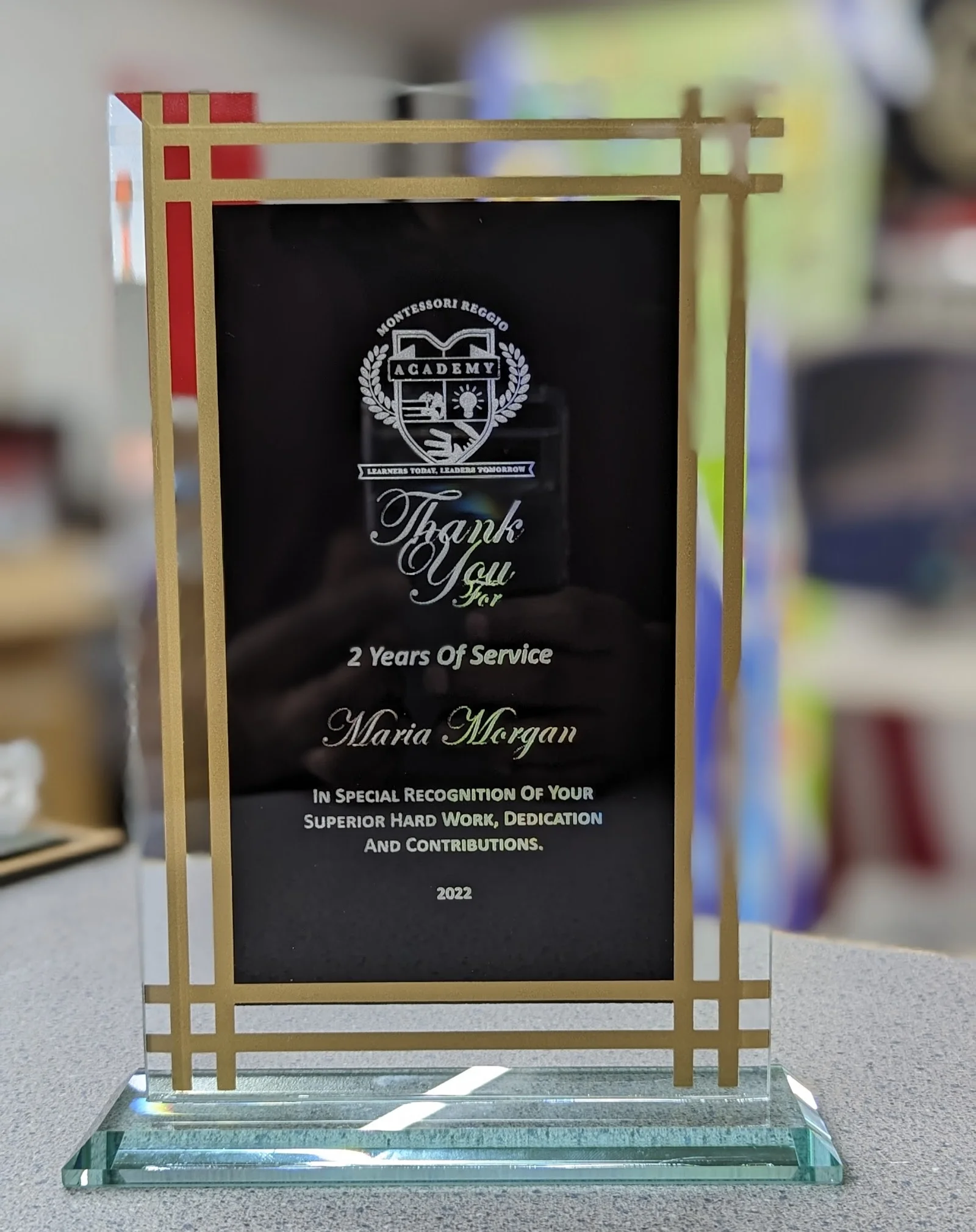 Engraved glass service award - Print N Award
